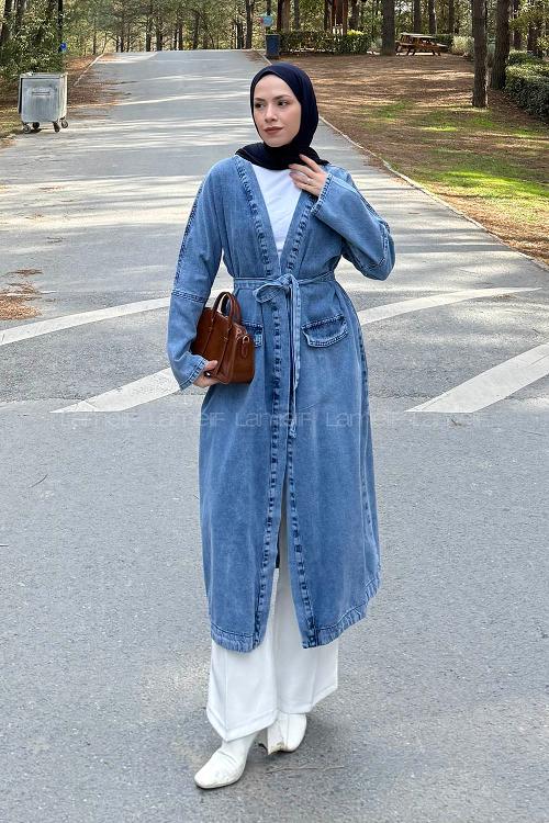 Denim Blue Long Arm Denim Trench Coat
