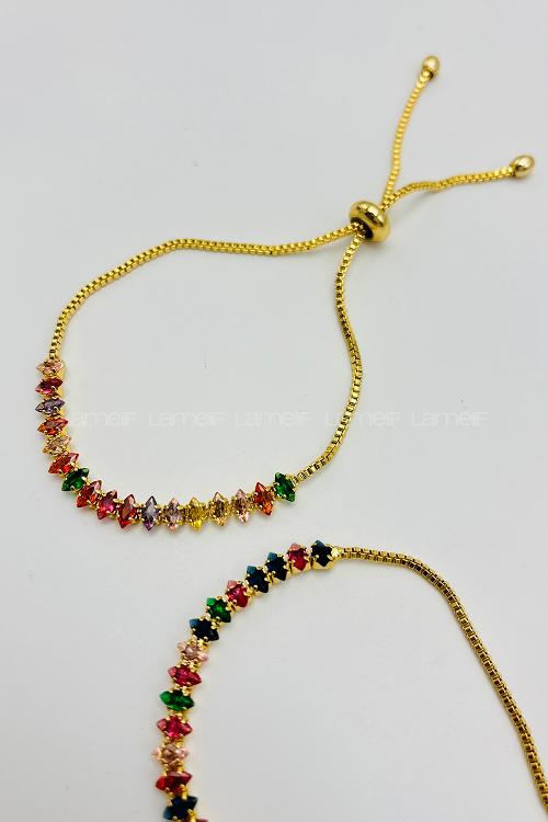 Lamelif Çokrenkli Suyolu Sıralı Asansör Bileklik