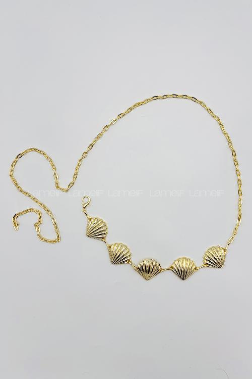 Lamelif Gold Deniz Kabuğu Zincir Kemer