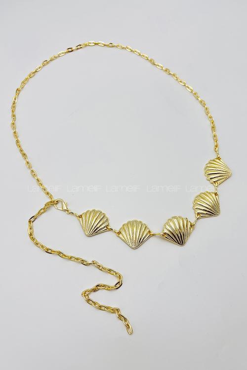 Lamelif Gold Deniz Kabuğu Zincir Kemer
