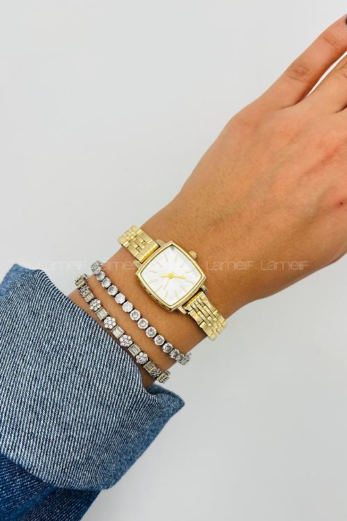 Lamelif Gold Metal Kordon Kol Saati
