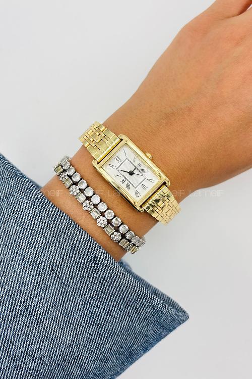 Lamelif Gold Metal Kordon Kol Saati