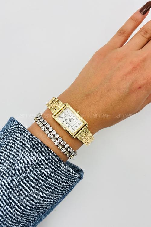 Lamelif Gold Metal Kordon Kol Saati