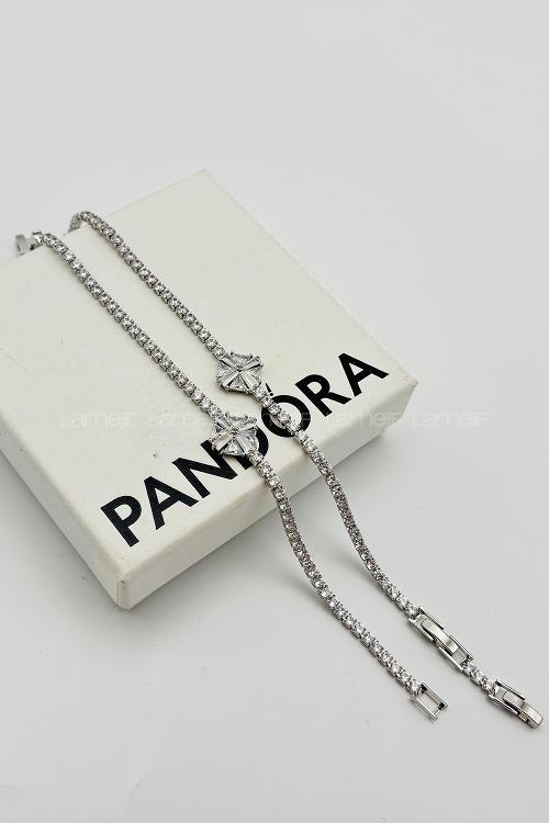 Lamelif Gümüş Su Yolu Baget Taşlı Kristal Çiçek Bileklik