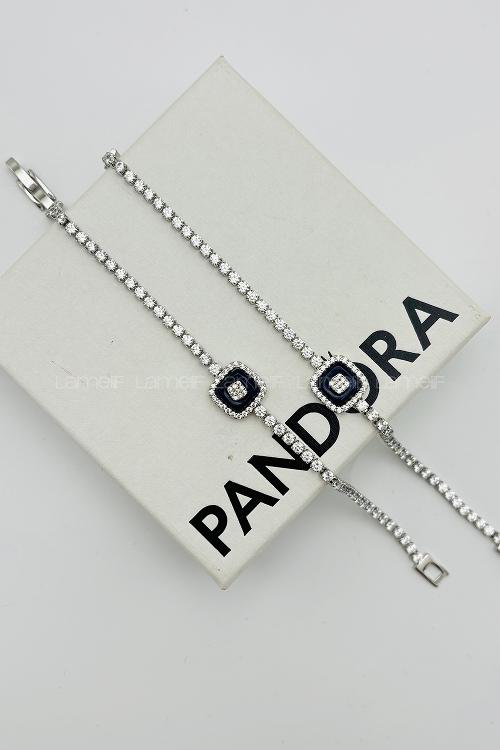 Lamelif Gümüş Su Yolu Baget Taşlı Nazar Boncuk Bileklik