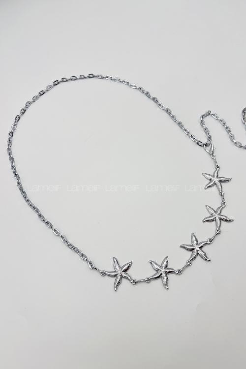 Lamelif Gümüş Yıldız Zincir Kemer