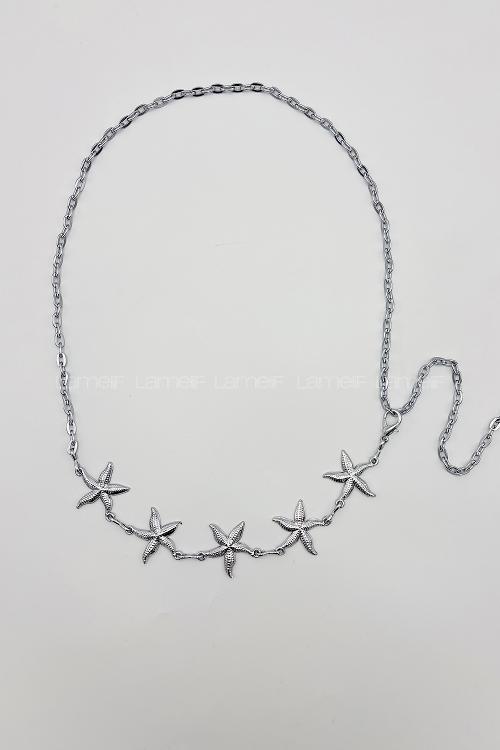 Lamelif Gümüş Yıldız Zincir Kemer