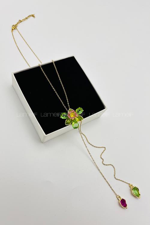 Green Gold Straight Necklace