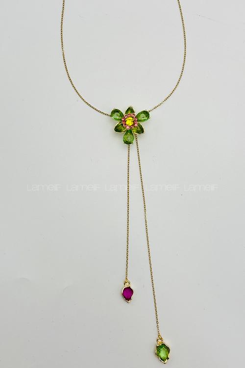 Green Gold Straight Necklace