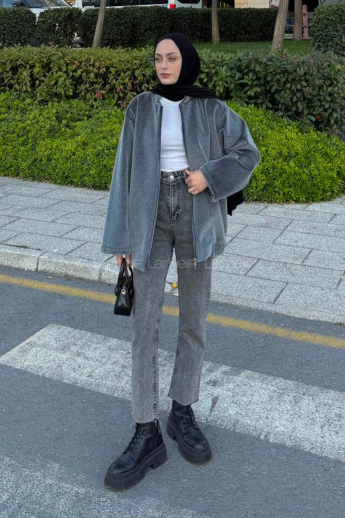 Lamelif Fermuarlı Kaban Antrasit