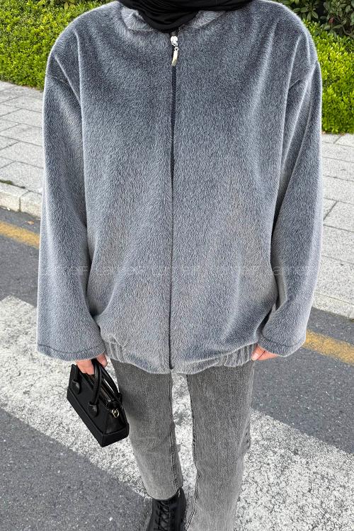 Lamelif Fermuarlı Kaban Antrasit