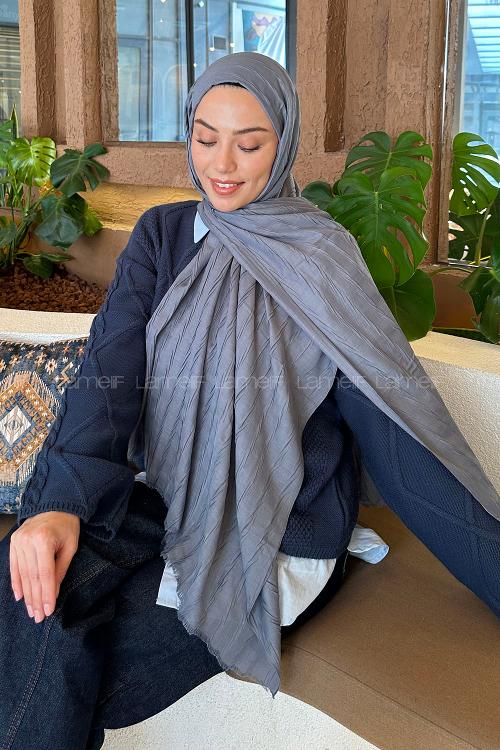 Lamelif Piliseli Bambu Şal Füme