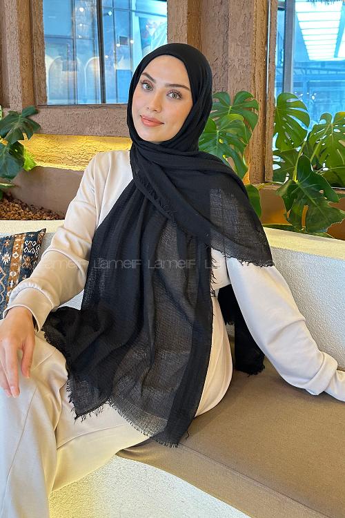 Lamelif Siyah Bürümcük Şal