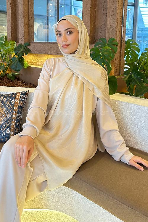 Lamelif Su Yolu Desen Janjan Jakar Şal Camel