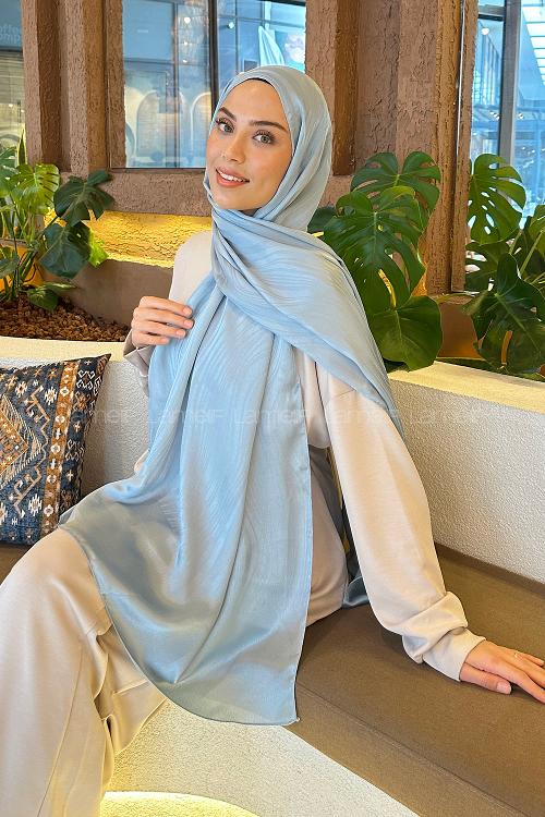 Lamelif Su Yolu Desen Janjan Jakar Şal Gök Mavi