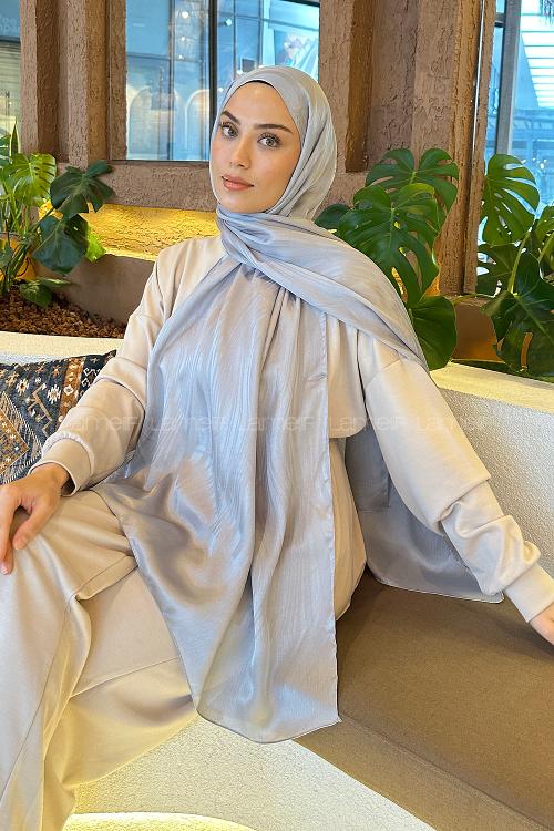 Lamelif Su Yolu Desen Janjan Jakar Şal Gri