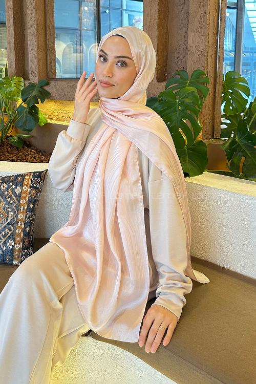 Lamelif Su Yolu Desen Janjan Jakar Şal Pudra