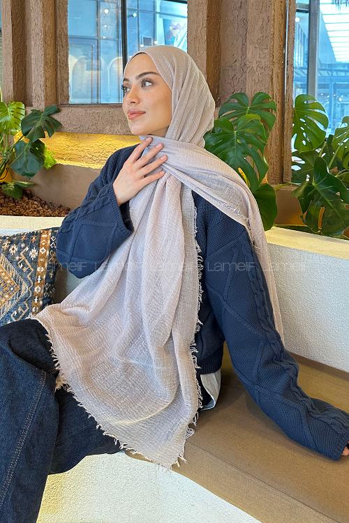 Lamelif Taş Gri Bürümcük Şal