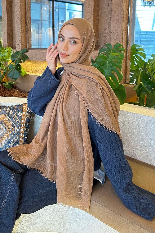 Plaid Brown Cotton Fabric Straight Shawl