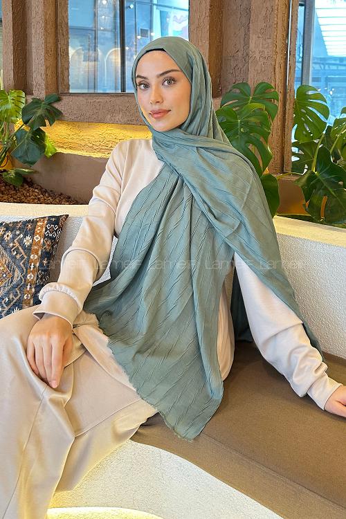 Plum Green Cotton Fabric Straight Shawl