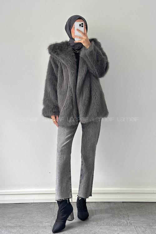 Lamelif Kürk Mont Antrasit