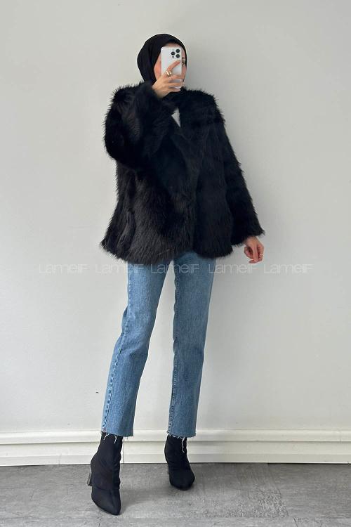 Lamelif Kürk Mont Siyah