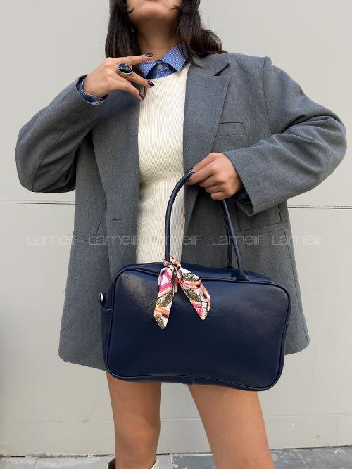 Kadın Suni Deri Omuz ve El Çantası fular Kombin 