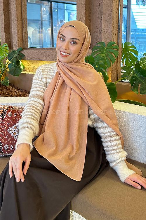 Lamelif Camel Keten Şal