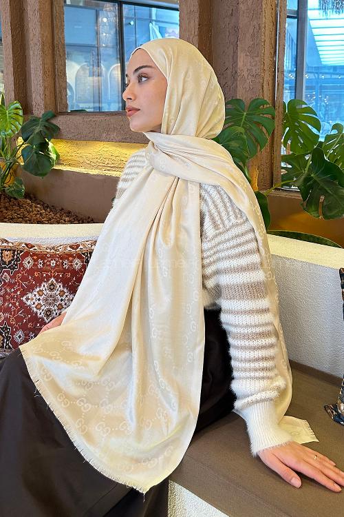 Lamelif G Desen Kaşmir Çift Taraflı Şal Bej