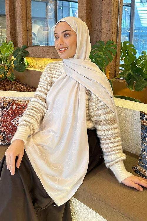 Lamelif G Desen Kaşmir Çift Taraflı Şal Taş