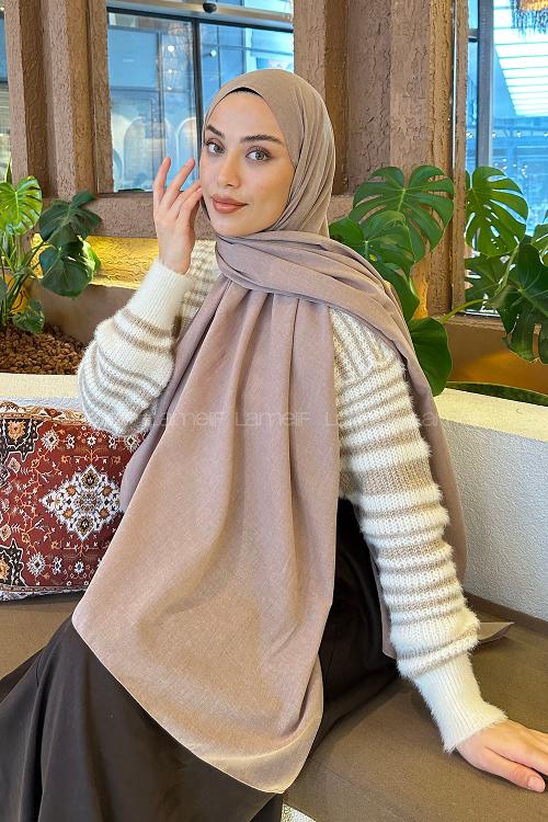 Lamelif Keten Şal Vizon