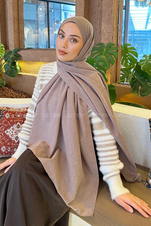 Plaid Brown Linen Straight Shawl
