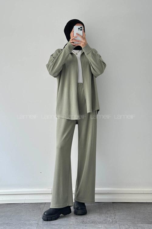 Lamelif Fermuarlı Oysho Takım Mint Yeşili