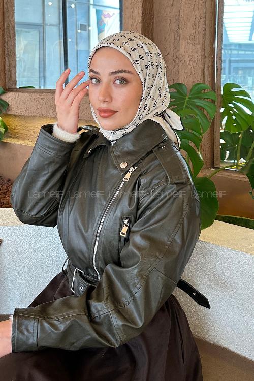 Lamelif G Desen Rayon Eşarp Bej