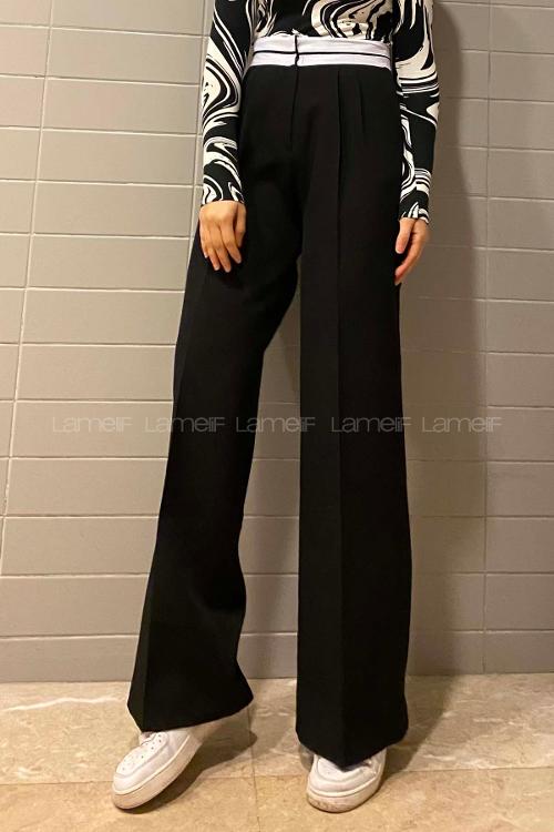 Lamelif Garnili Pantolon Siyah