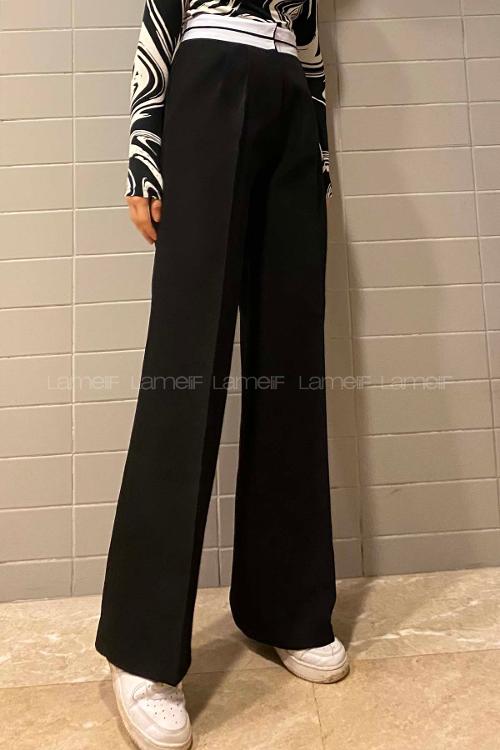 Lamelif Garnili Pantolon Siyah