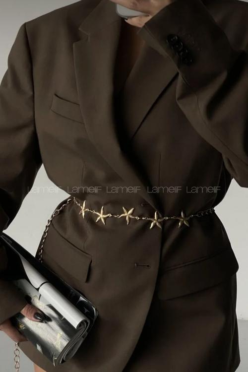 Lamelif Gold Yıldız Zincir Kemer