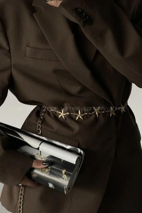 Lamelif Gold Yıldız Zincir Kemer