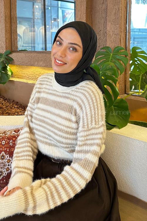 Lamelif Piliseli Bambu Eşarp Siyah