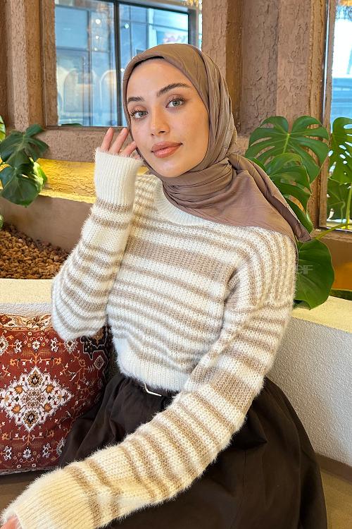 Lamelif Piliseli Bambu Eşarp Soft Kahve