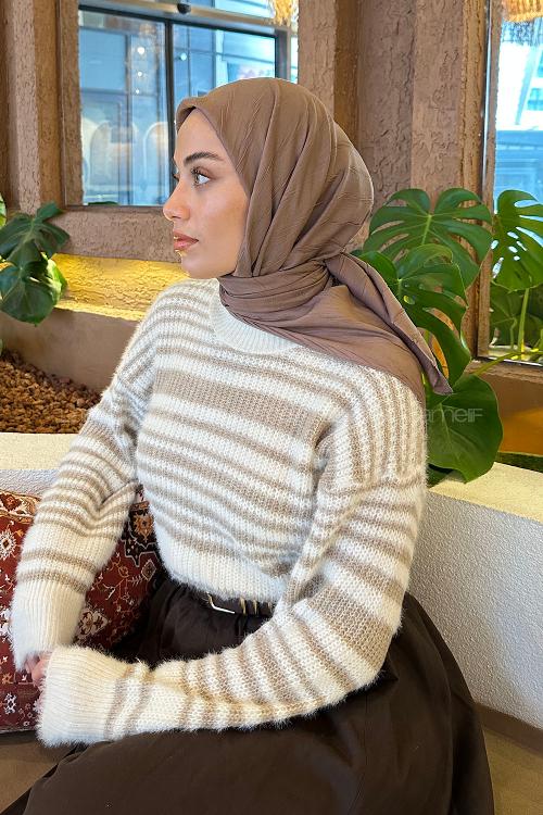 Lamelif Piliseli Bambu Eşarp Soft Kahve