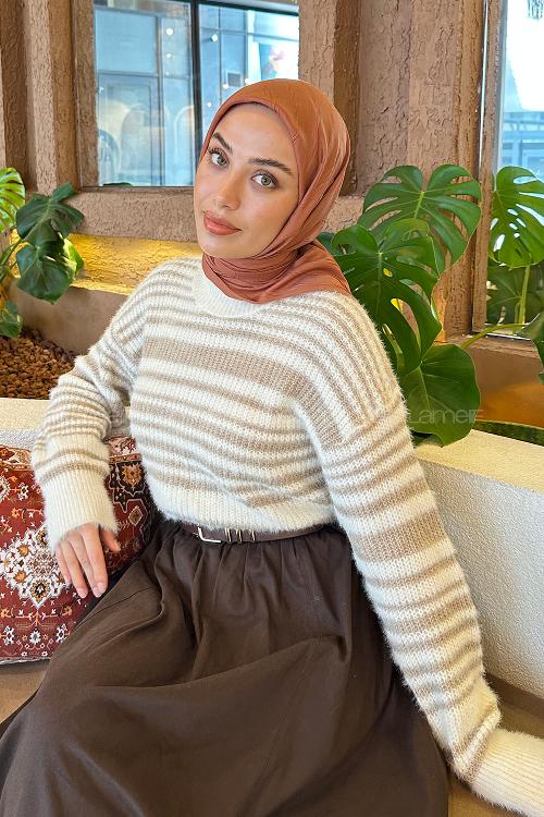 Lamelif Piliseli Bambu Eşarp Tarçın