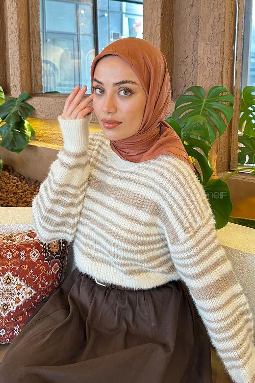 Lamelif Piliseli Bambu Eşarp Tarçın