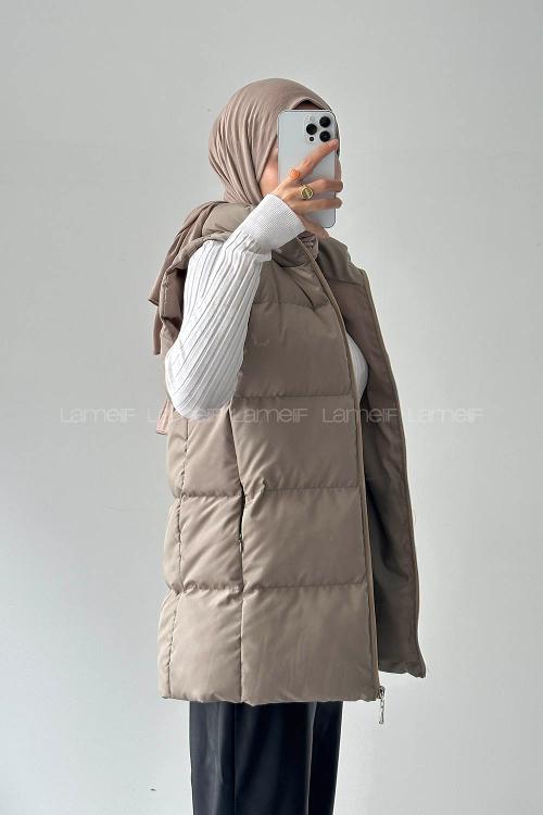 Lamelif Şişme Yelek Taş Rengi