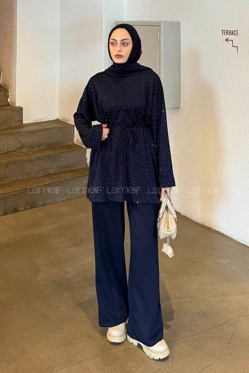 Lamelif Taşlı İkili Takım Lacivert