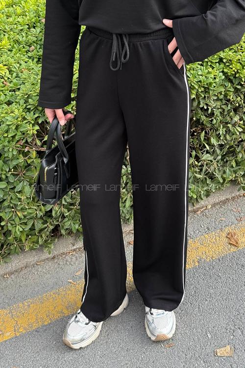 Lamelif Biyeli Modal Eşofman Siyah