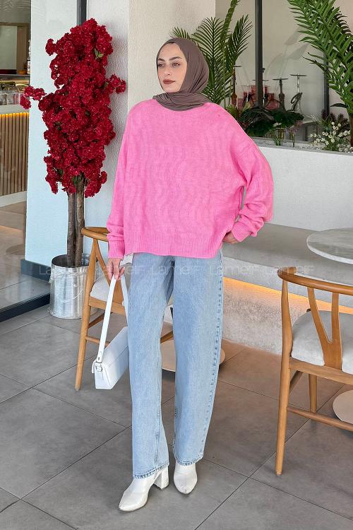 Pink Neckband Long Arm Jumper