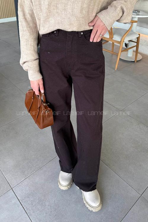 Bitter Brown Cotton Denim Low Waisted Denim Pants