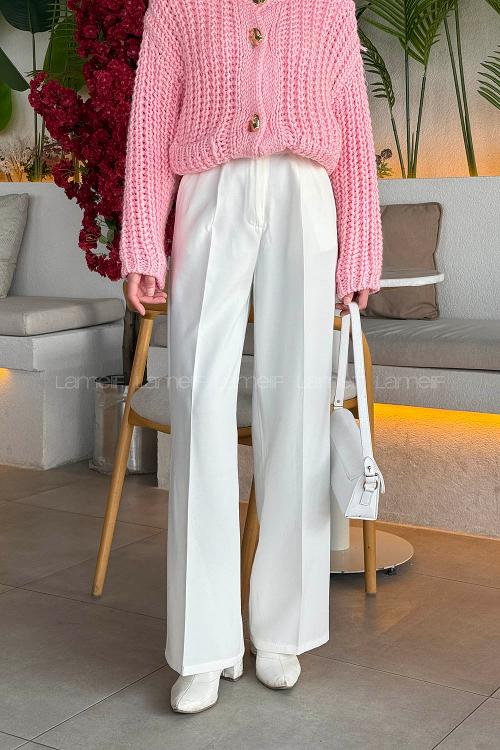 Lamelif Pensli Pantolon Ekru