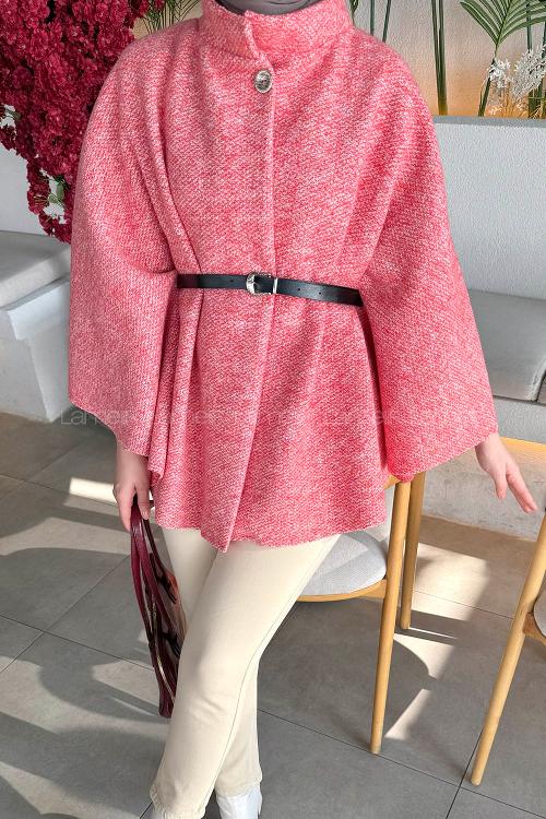 Lamelif Tesettür Kemerli Panço Pembe